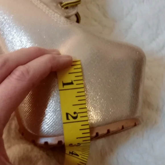 PAZZLE JAYLO GOLD HIGH HEELED PLATFORM BOOTS, SIZE 10 - Picture 7 of 13